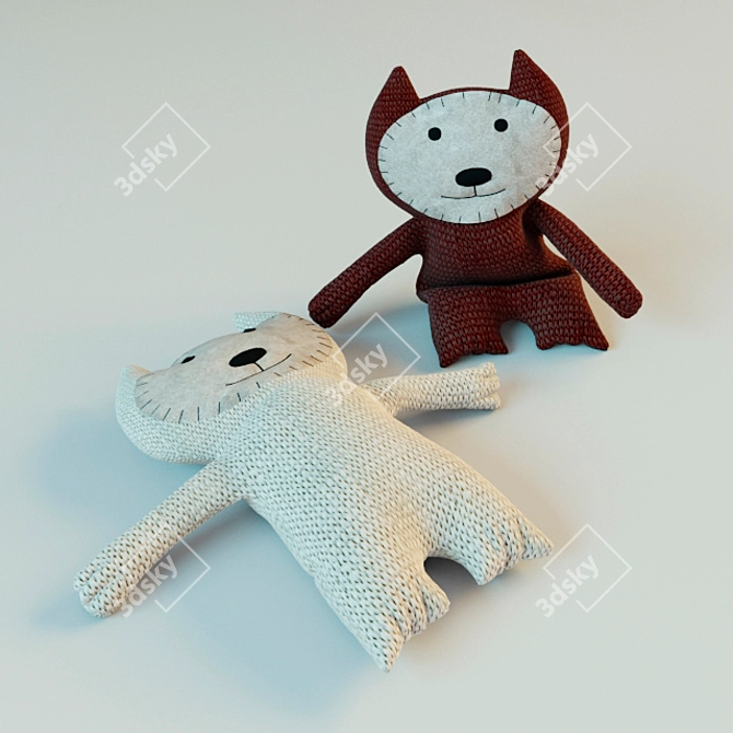 Adorable Knitted Kittens 3D model image 1