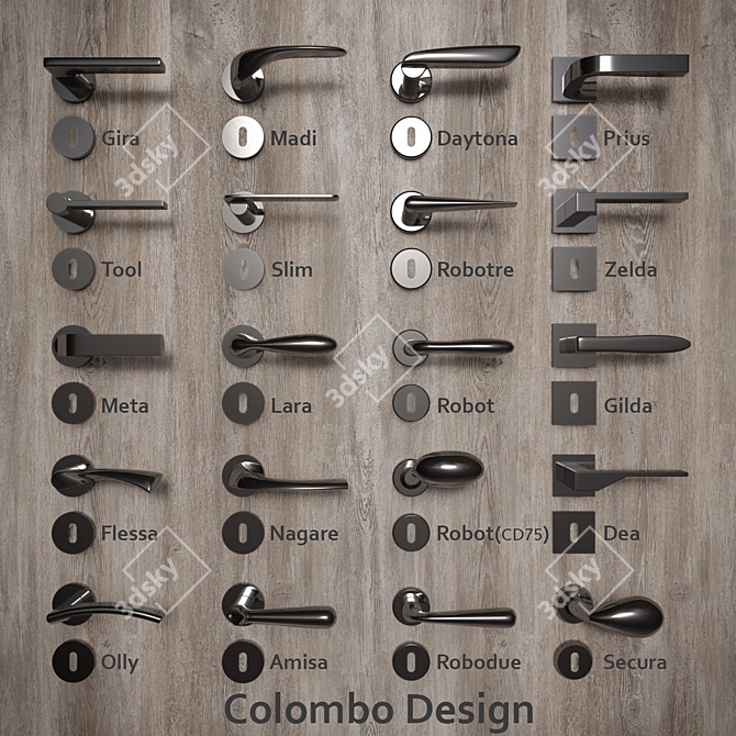 Elegant Italian Handles by Colombo 3D model image 1