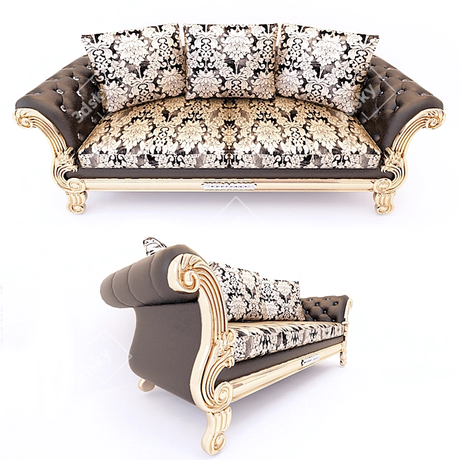 Royale classic sofa 3D model image 1