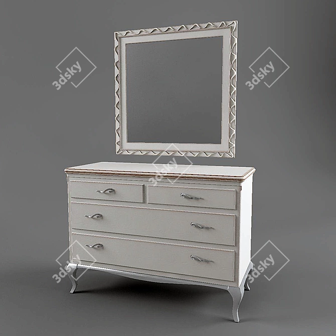Classic Baby Boy Frari Dresser & Mirror 3D model image 1