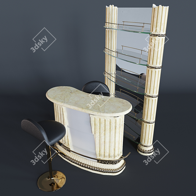 Elegant Marble Bar Set 3D model image 1