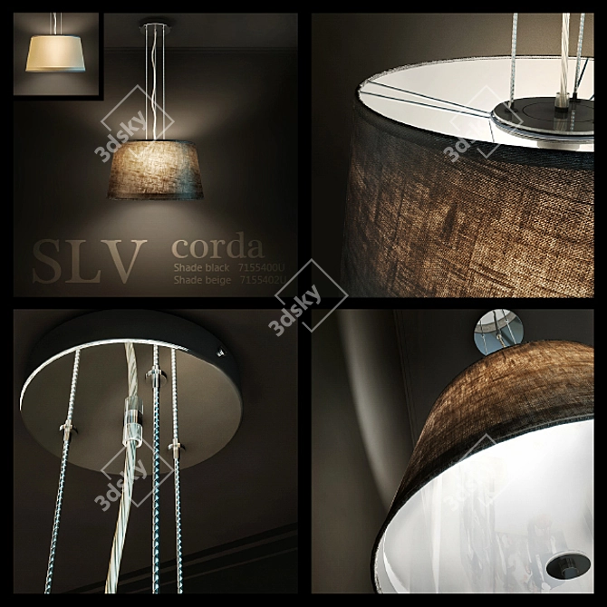 SLV Corda Hanging Lamp: Stylish Steel, Textile, and Acrylic Design 3D model image 1