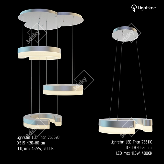 Sleek LED Tron Pendant Lights 3D model image 1