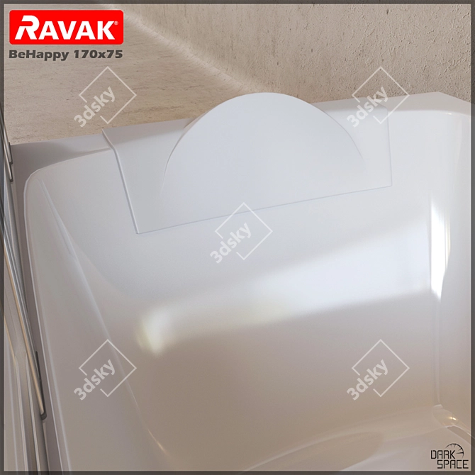 Ravak BeHappy 170x75: Asymmetric Acrylic Bathtub 3D model image 3