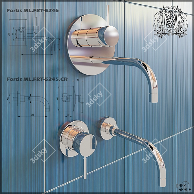 Migliore Fortis ML.FRT-5246 Wall-Mounted Basin Mixer 3D model image 1