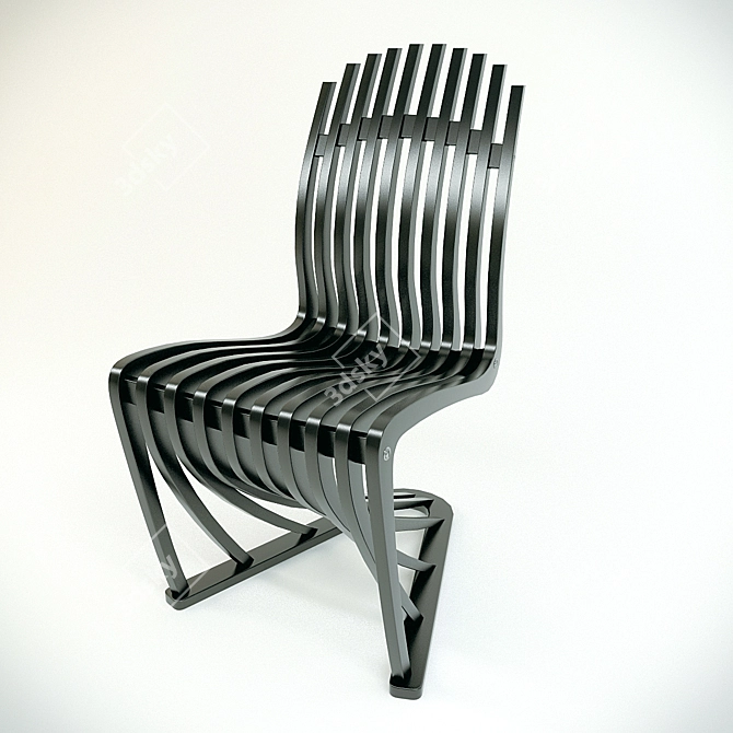  Modern Stripe Design Chair - Kingly Comfort 3D model image 1