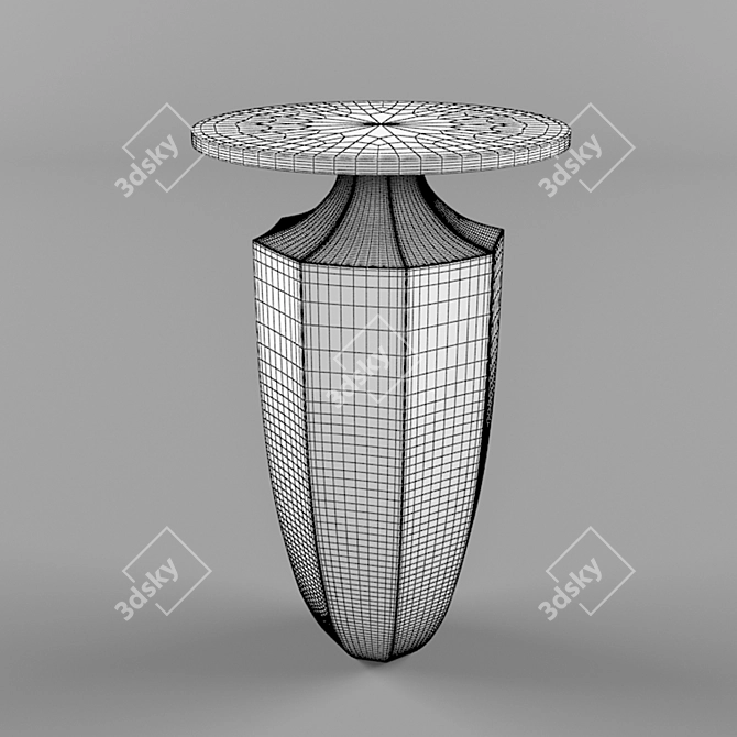 Fluted Brass Modern Side Table 3D model image 2
