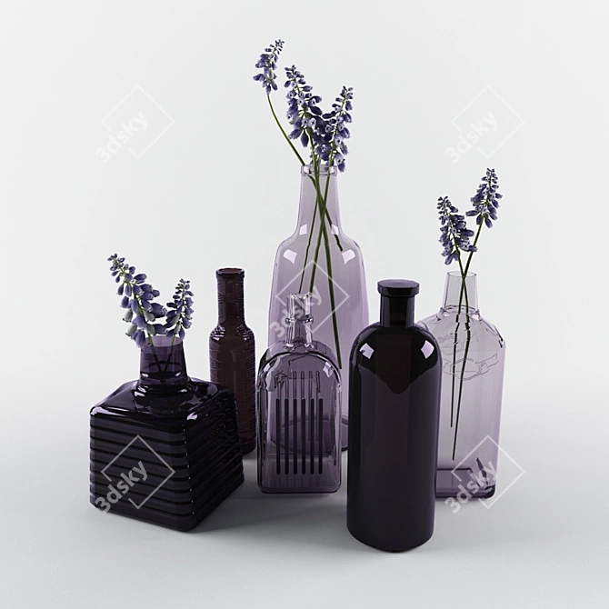 Field Flowers Decorative Bottles 3D model image 1