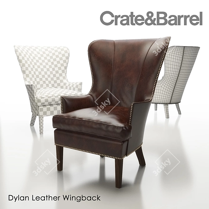 Elegant Dylan Leather Wingback Chair 3D model image 1
