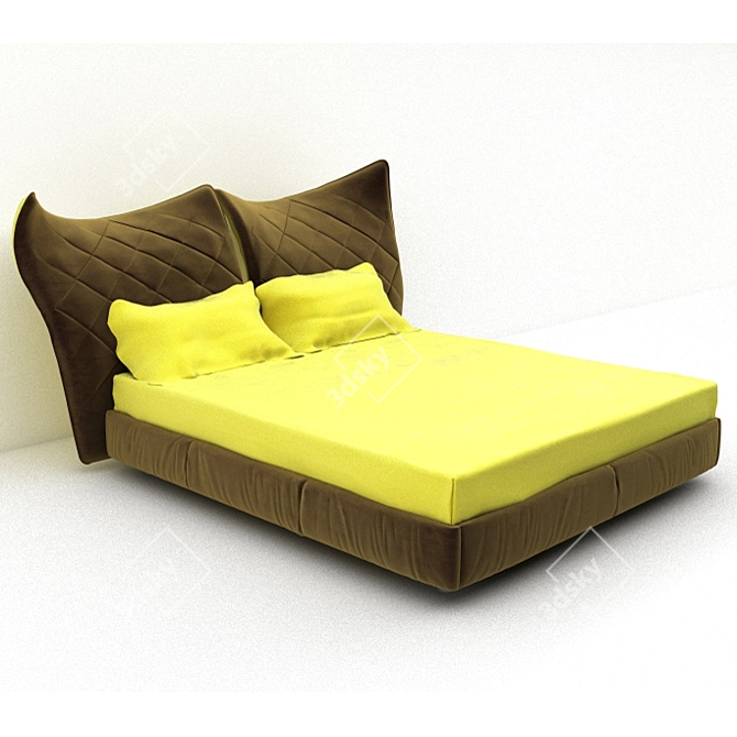 Modern Bed with Curved Headboard 3D model image 1