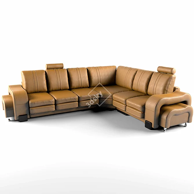 Italian Leather Corner Sofa: Prime Time 3D model image 1