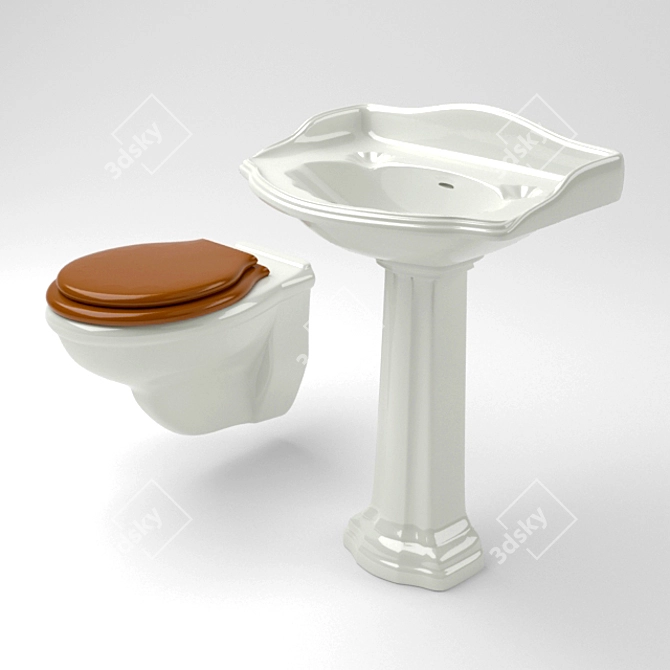 Elegant Victorian Toilets & Basins 3D model image 1