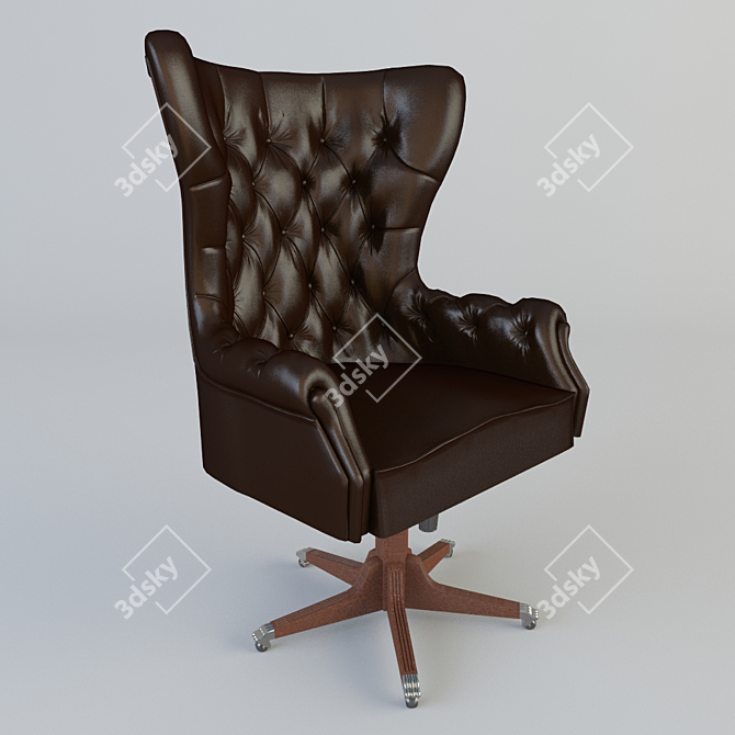 Elegant Leather Office Chair 3D model image 1