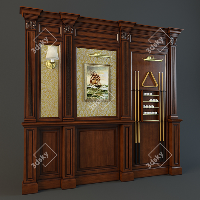 Interior Art Panels with Lighting & Billiards Set 3D model image 1