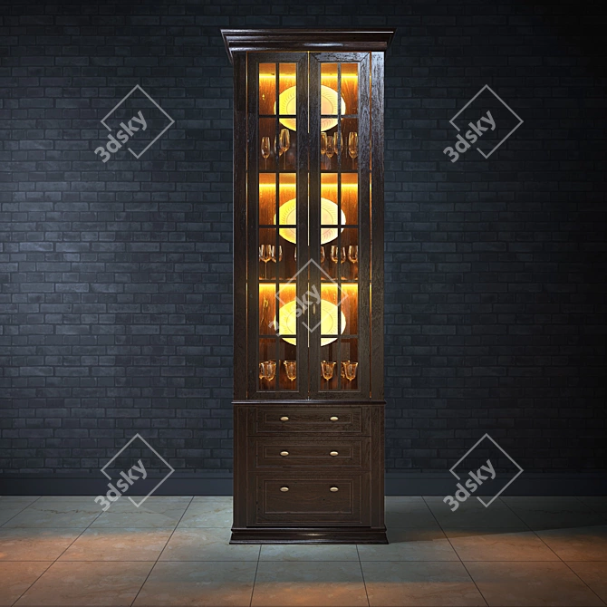 Custom Made Wine Showcase 3D model image 1