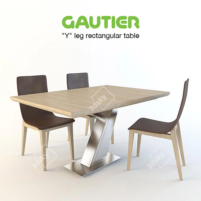 Sleek and Stylish Y-Leg Table 3D model image 1