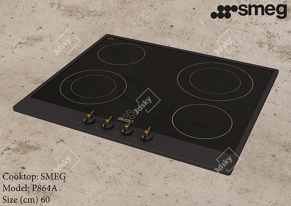 Sleek 60cm SMEG Cooktop 3D model image 1