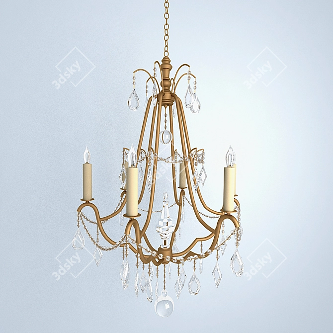Elegant Crystal Pendant Chandelier 3D model image 1