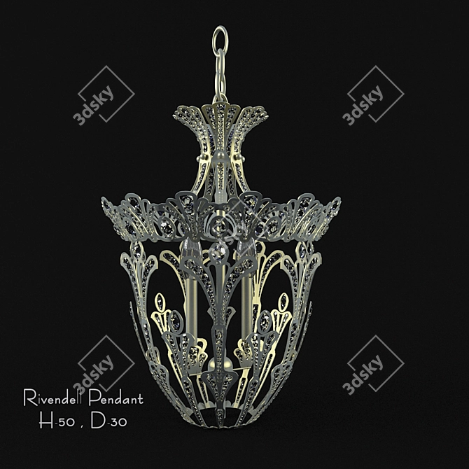 Elegant Rivendell Pendant Chandelier 3D model image 1