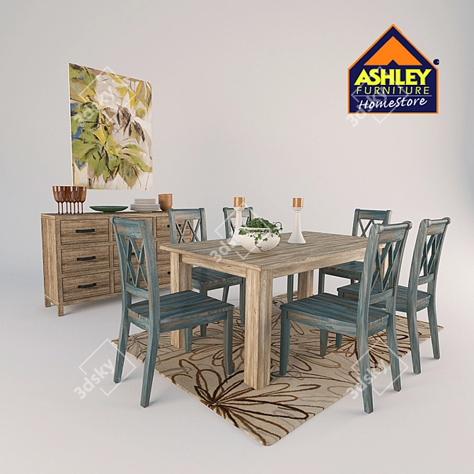 Ashley Mestler Dining Set 3D model image 1