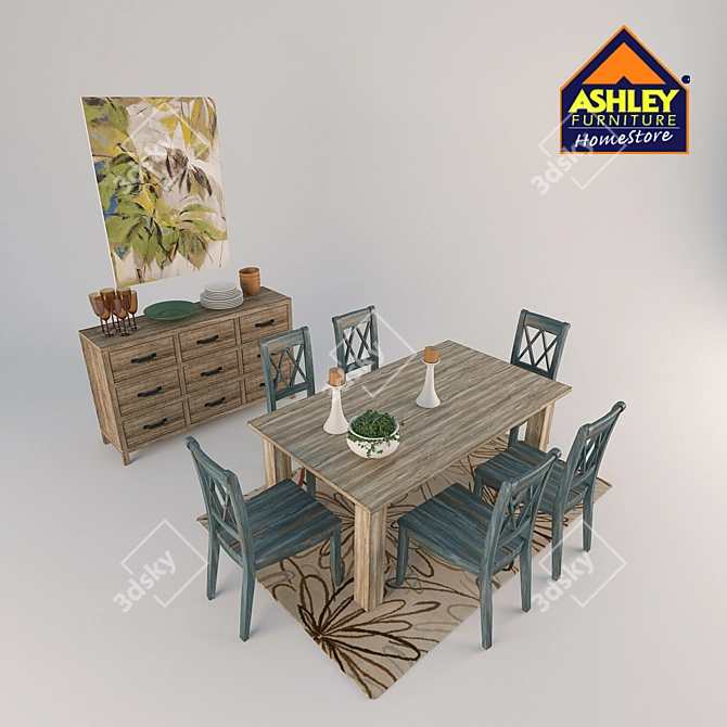 Ashley Mestler Dining Set 3D model image 2