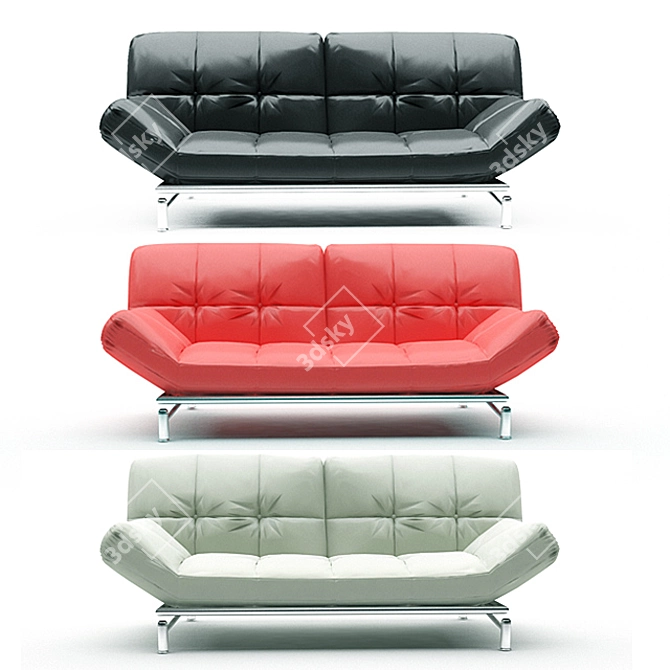 Elegant KIO Leather Sofa 3D model image 1