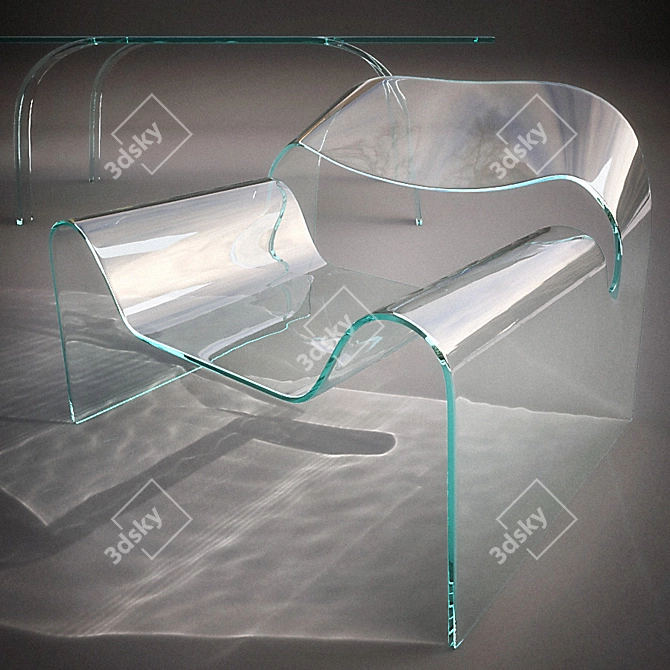 Sleek Glass Ghost Chair & Table 3D model image 2