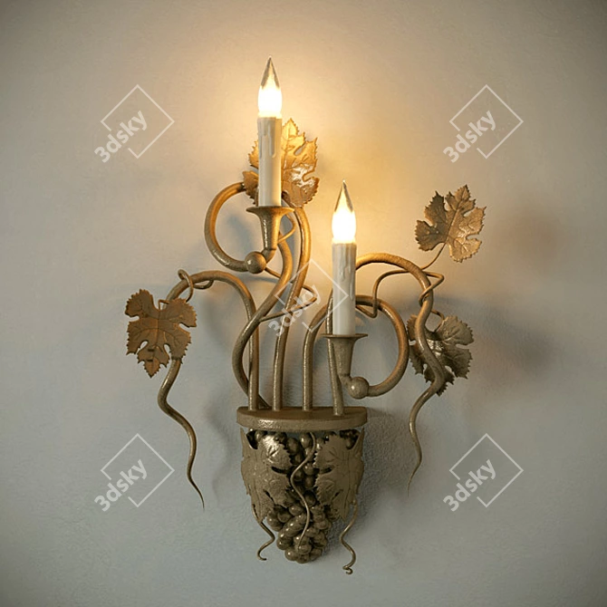 Elegant Grapevine Wrought Sconce 3D model image 1