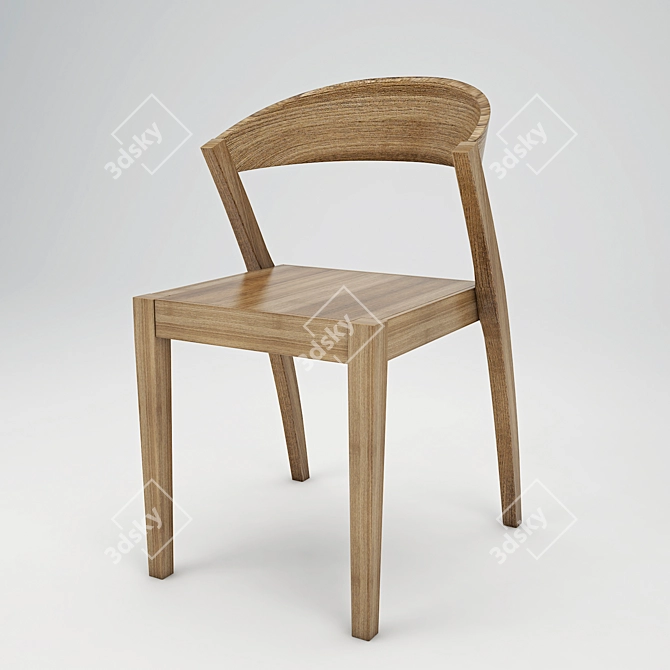 Silsa Zanna: Elegant Wooden Chair 3D model image 2