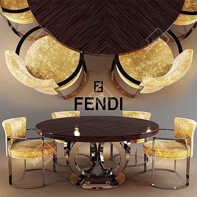 Luxury Fendi Table: Elegant and Versatile 3D model image 1