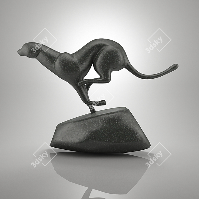 Stone Cheetah Sculpture 3D model image 1