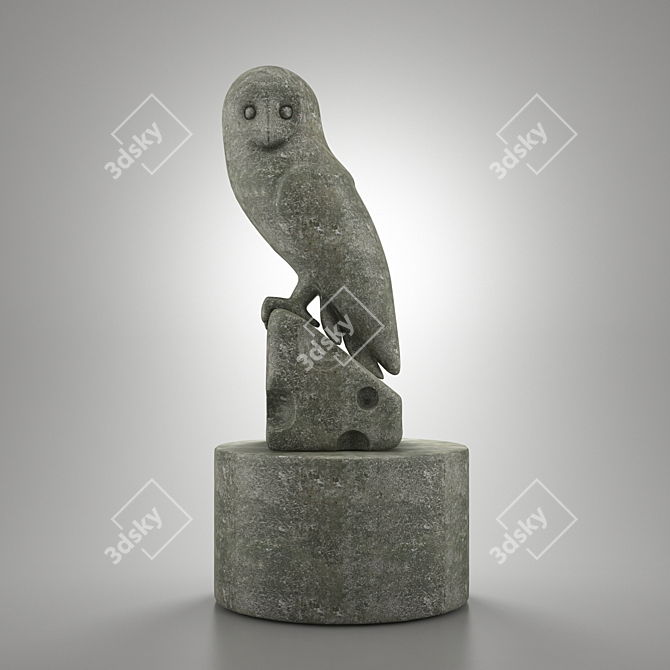 Stone Owl Figurine 3D model image 1