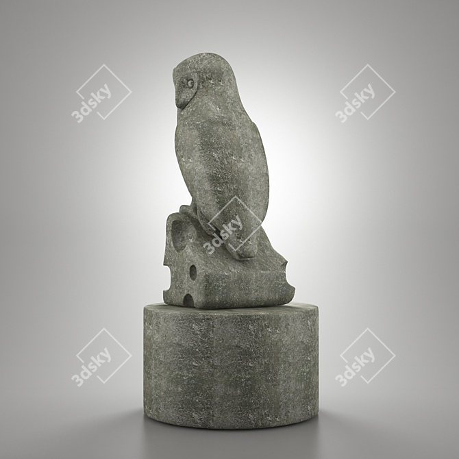 Stone Owl Figurine 3D model image 3