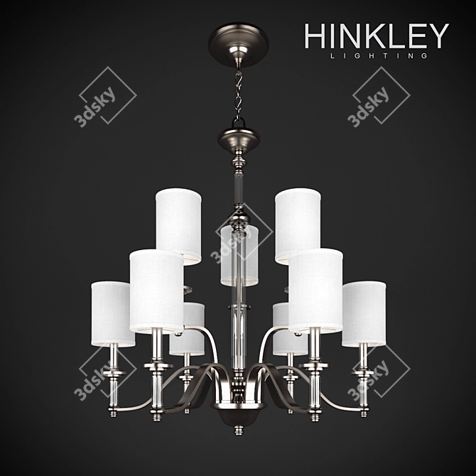 Elegant Brushed Nickel Chandelier 3D model image 1