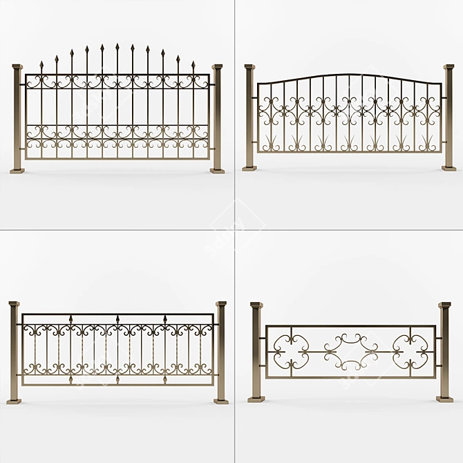 Sleek Geometry Forged Fence 3D model image 2