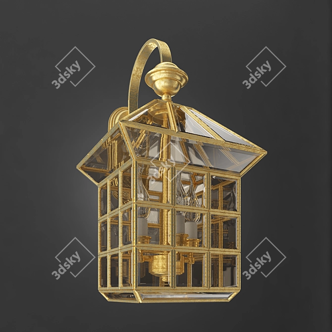 TINKO 687: Three-Light Decorative Tiffany Wall Sconce 3D model image 1