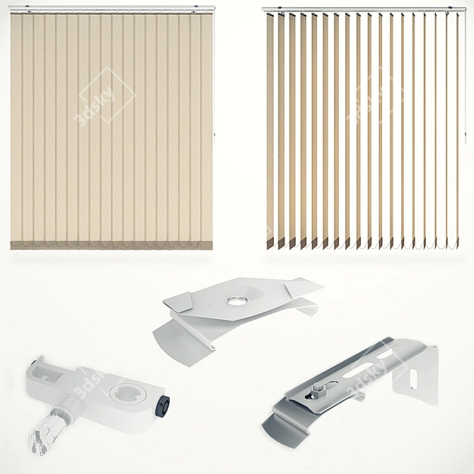 Versatile Vertical Blinds: Detailed Model with Mechanisms 3D model image 3