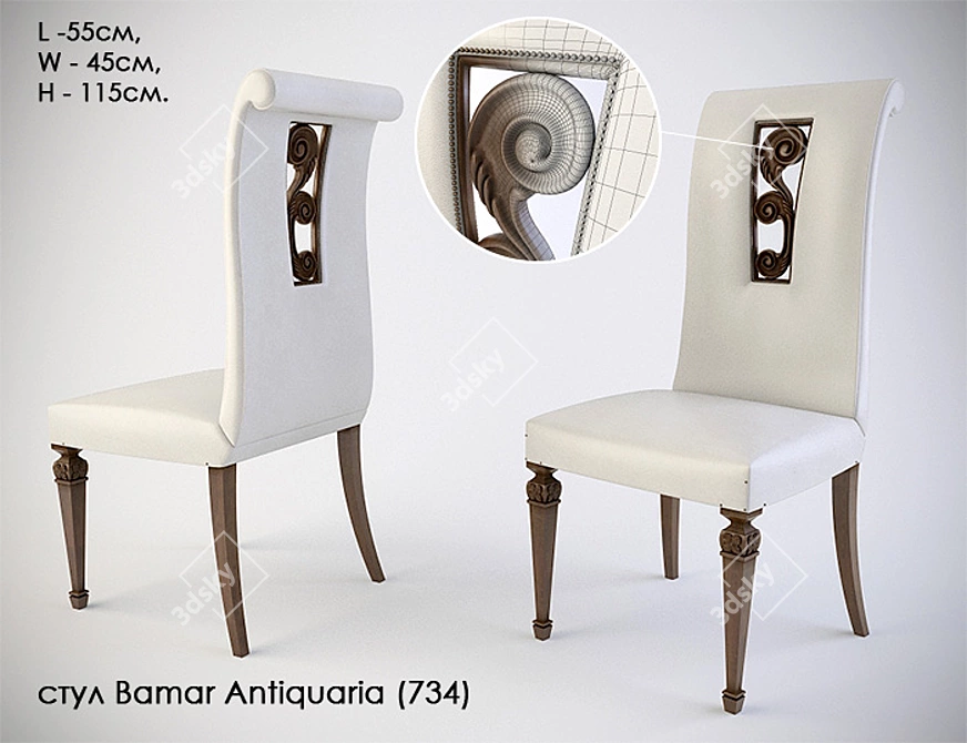 Bamar Antiquaria Chair: Elegant Vintage Design 3D model image 1