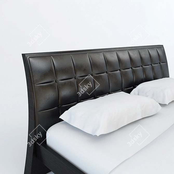 Luxury Leather Upholstered Bed 3D model image 2