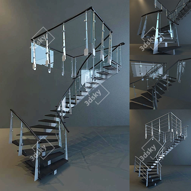 Elegant Swivel Stairs 3D model image 1