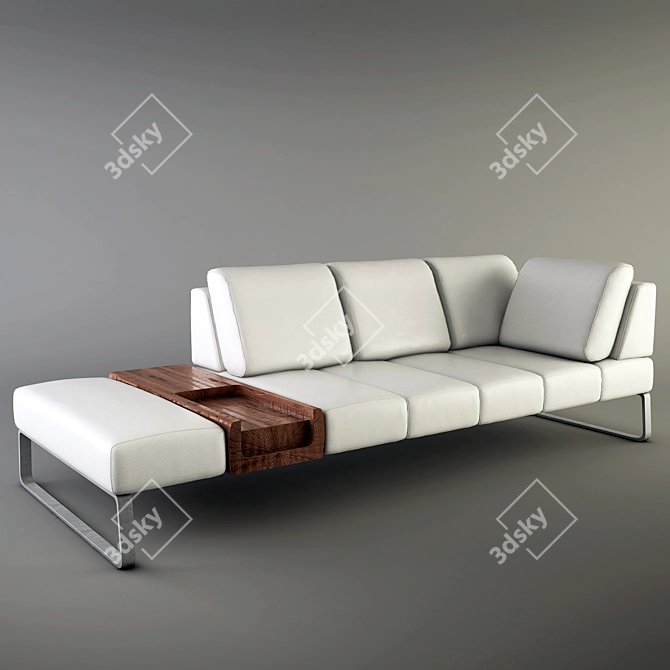 Riva Patmos: White Leather Sofa 3D model image 1