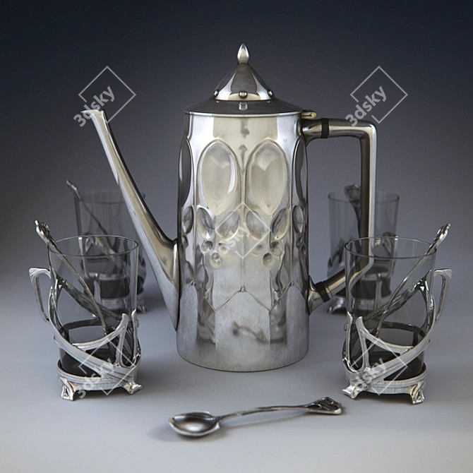 Elegant Art Nouveau Pot 3D model image 1