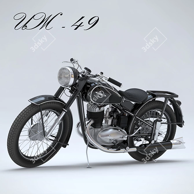 Retro Style IZH-49 Motorcycle 3D model image 1