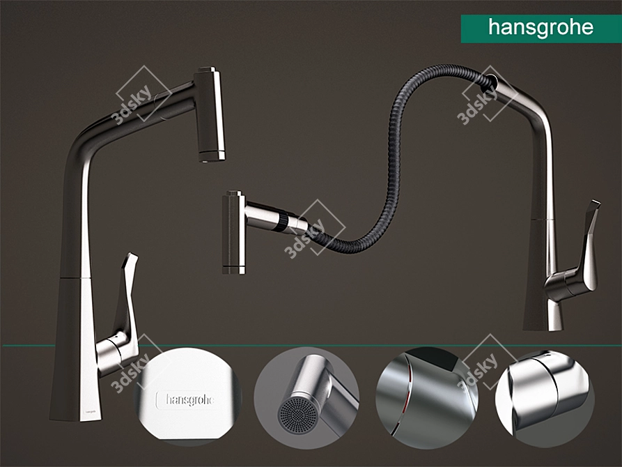 Modern Chrome Single Lever Mixer 3D model image 1