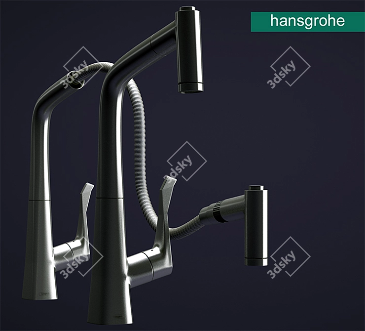 Modern Chrome Single Lever Mixer 3D model image 2