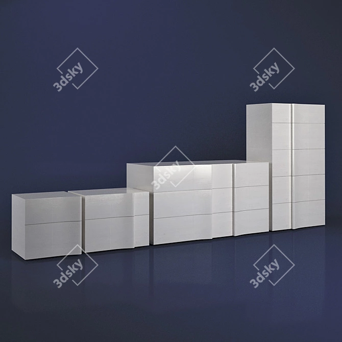 Elegant Bedroom Cabinet Set 3D model image 1