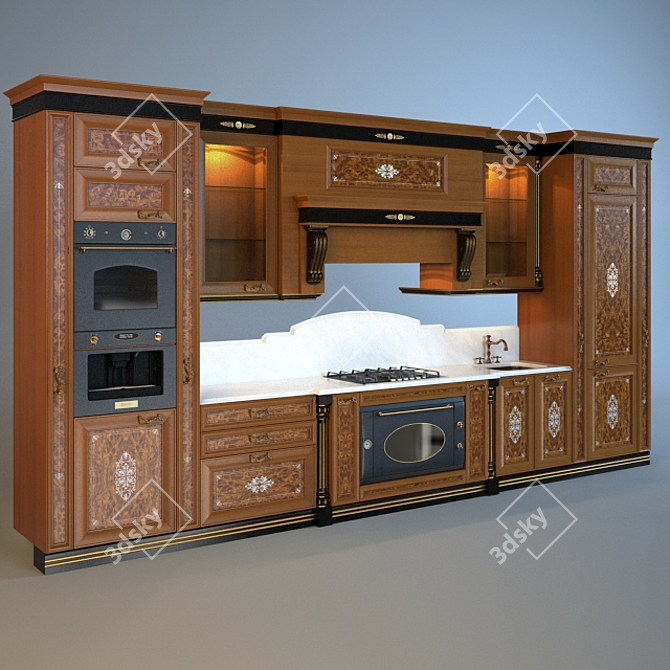 Verona Esmeralda Kitchen 3D model image 1