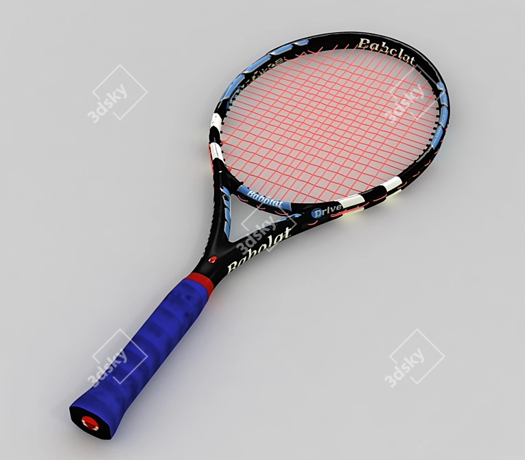 Sleek and Powerful Tennis Racquet 3D model image 1