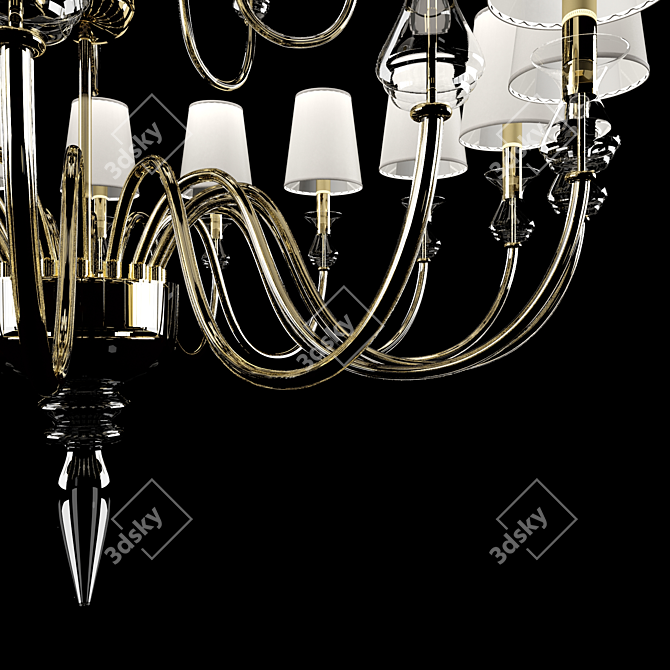 Elegant Amber Glass Chandelier 3D model image 2