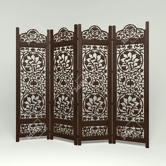 Wooden Decorative Partition 3D model image 1